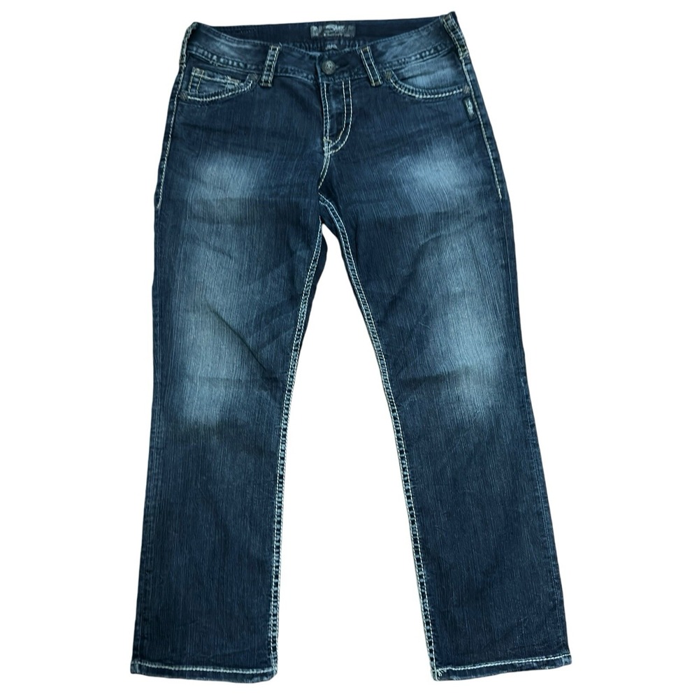 Silver Jeans Womens W29 Blue Suki Capri Medium Wash Denim Pockets Cowgirl